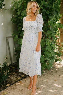 Clearance Baltic Born Fabian Jacquard Midi Dress | Blue Floral