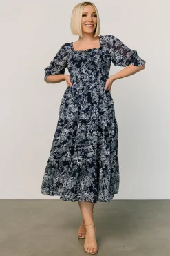 New Baltic Born Fabian Jacquard Midi Dress | Indigo Print