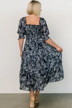 New Baltic Born Fabian Jacquard Midi Dress | Indigo Print