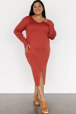 Clearance Baltic Born Fairmount Ribbed Midi Dress | Clay