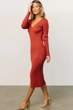 Clearance Baltic Born Fairmount Ribbed Midi Dress | Clay