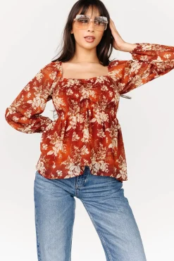 Online Baltic Born Fenna Smocked Top | Rust Floral