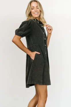 Fashion Baltic Born Fontana Puff Sleeve Short Dress | Washed Black