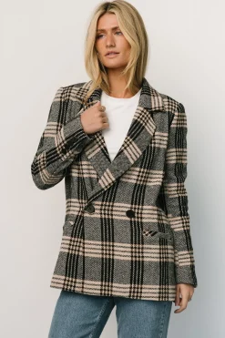 Outlet Baltic Born Francis Plaid Blazer | Black + Taupe