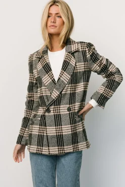 Outlet Baltic Born Francis Plaid Blazer | Black + Taupe