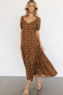 Sale Baltic Born Gables Puff Sleeve Maxi Dress | Brown Multi