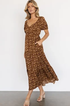 Sale Baltic Born Gables Puff Sleeve Maxi Dress | Brown Multi
