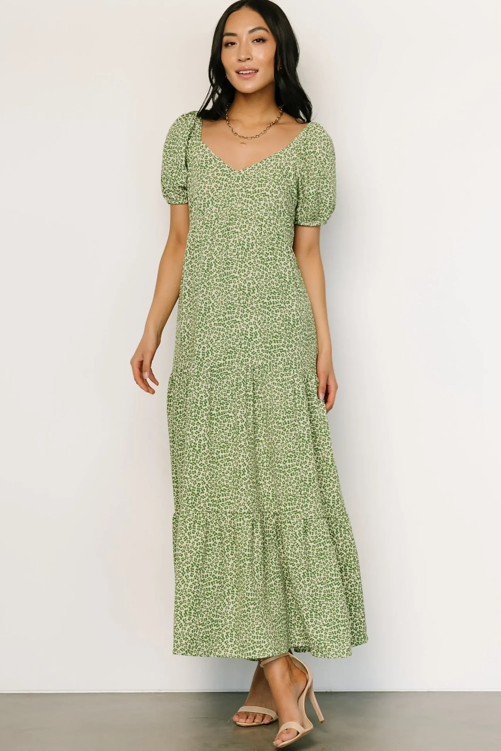 Outlet Baltic Born Gables Puff Sleeve Maxi Dress | Green Multi