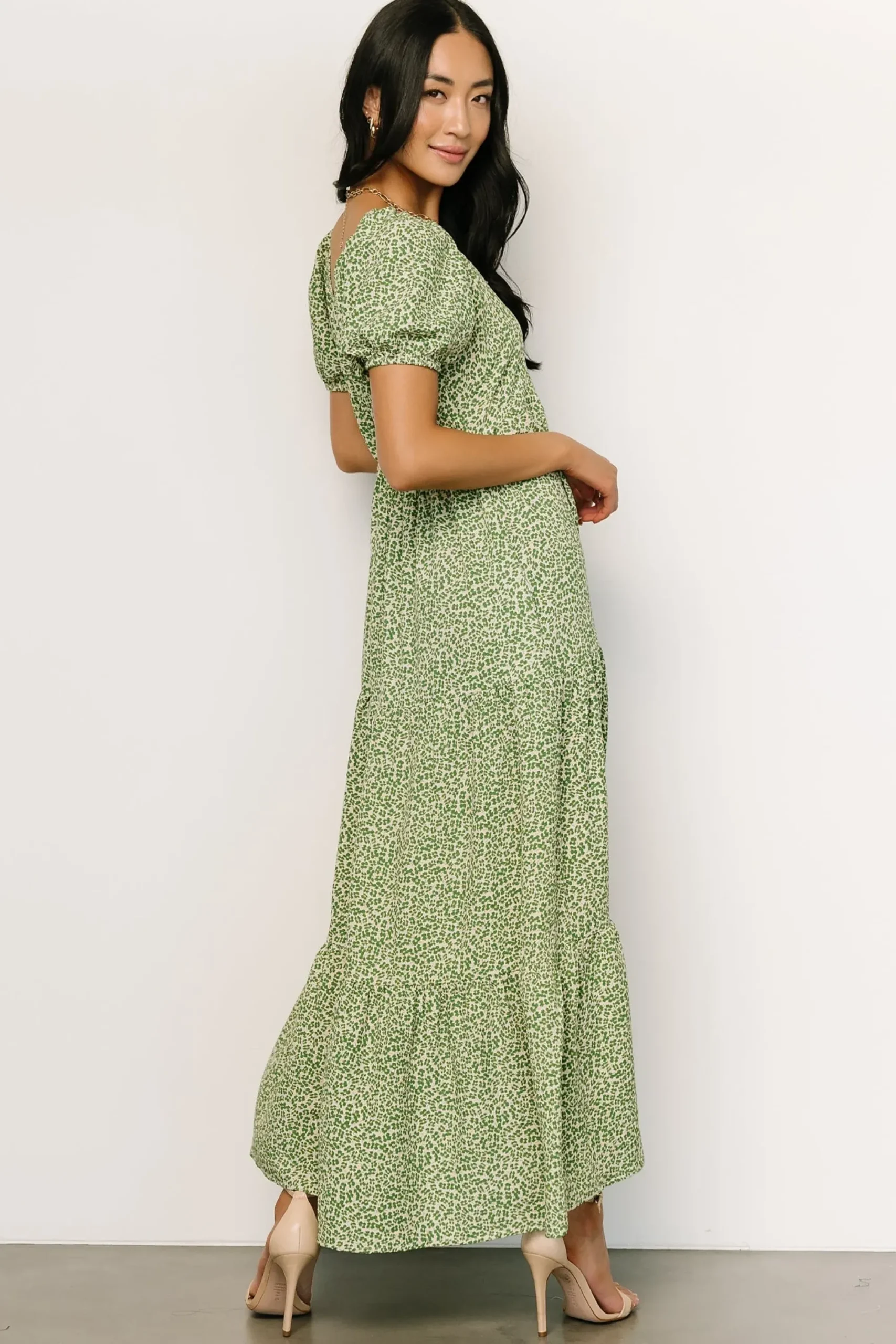 Outlet Baltic Born Gables Puff Sleeve Maxi Dress | Green Multi