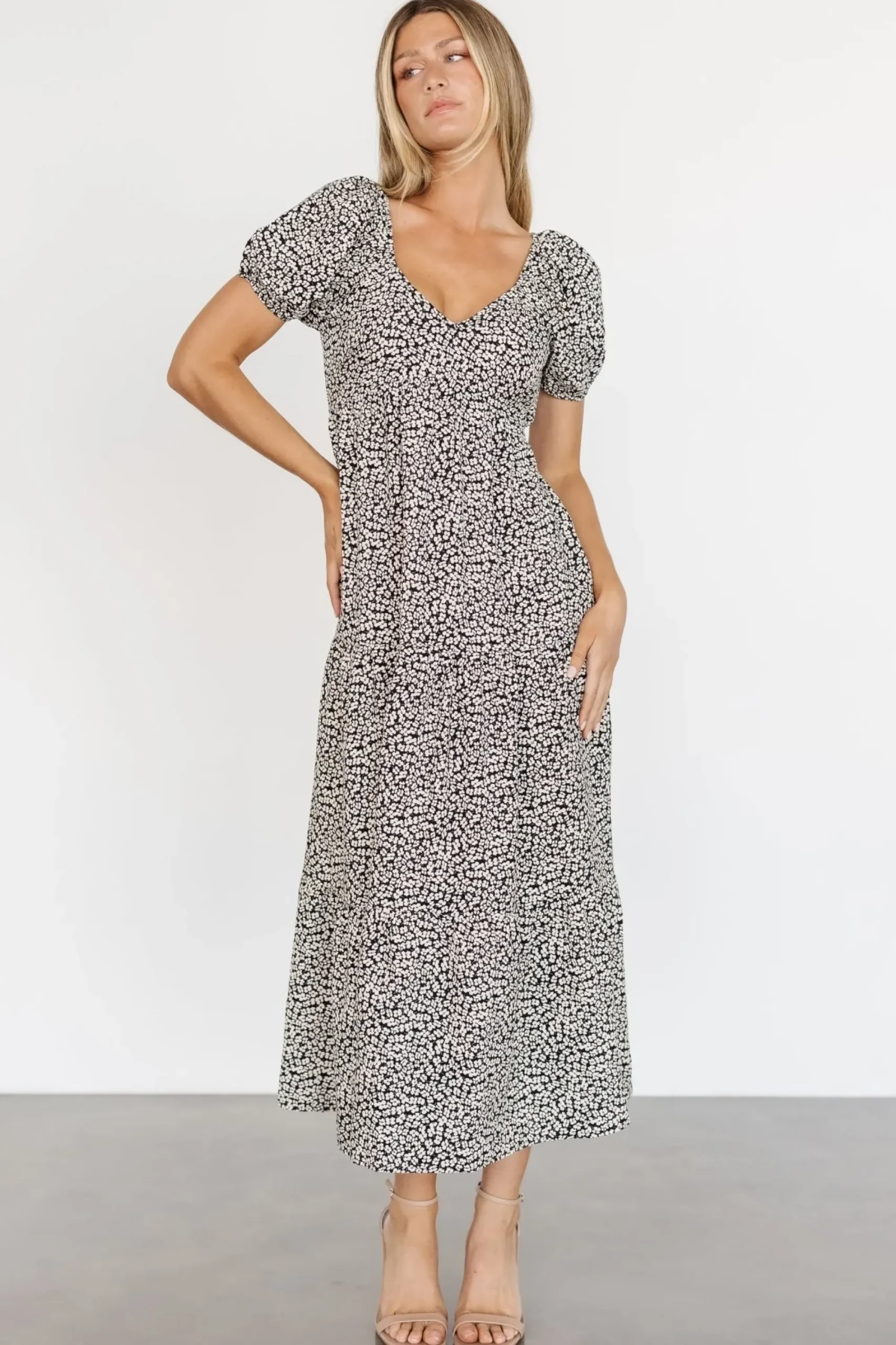 New Baltic Born Gables Puff Sleeve Maxi Dress | Black Multi