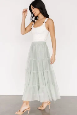 New Baltic Born Galena Tulle Skirt | Light Sage