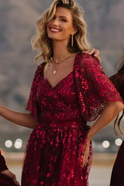 Best Baltic Born Genevieve Glitter Maxi Dress | Wine