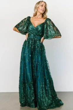 Hot Baltic Born Genevieve Glitter Maxi Dress | Emerald