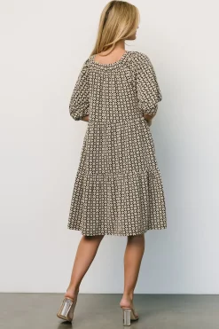 Sale Baltic Born Georgia Puff Sleeve Dress | Black + Tan