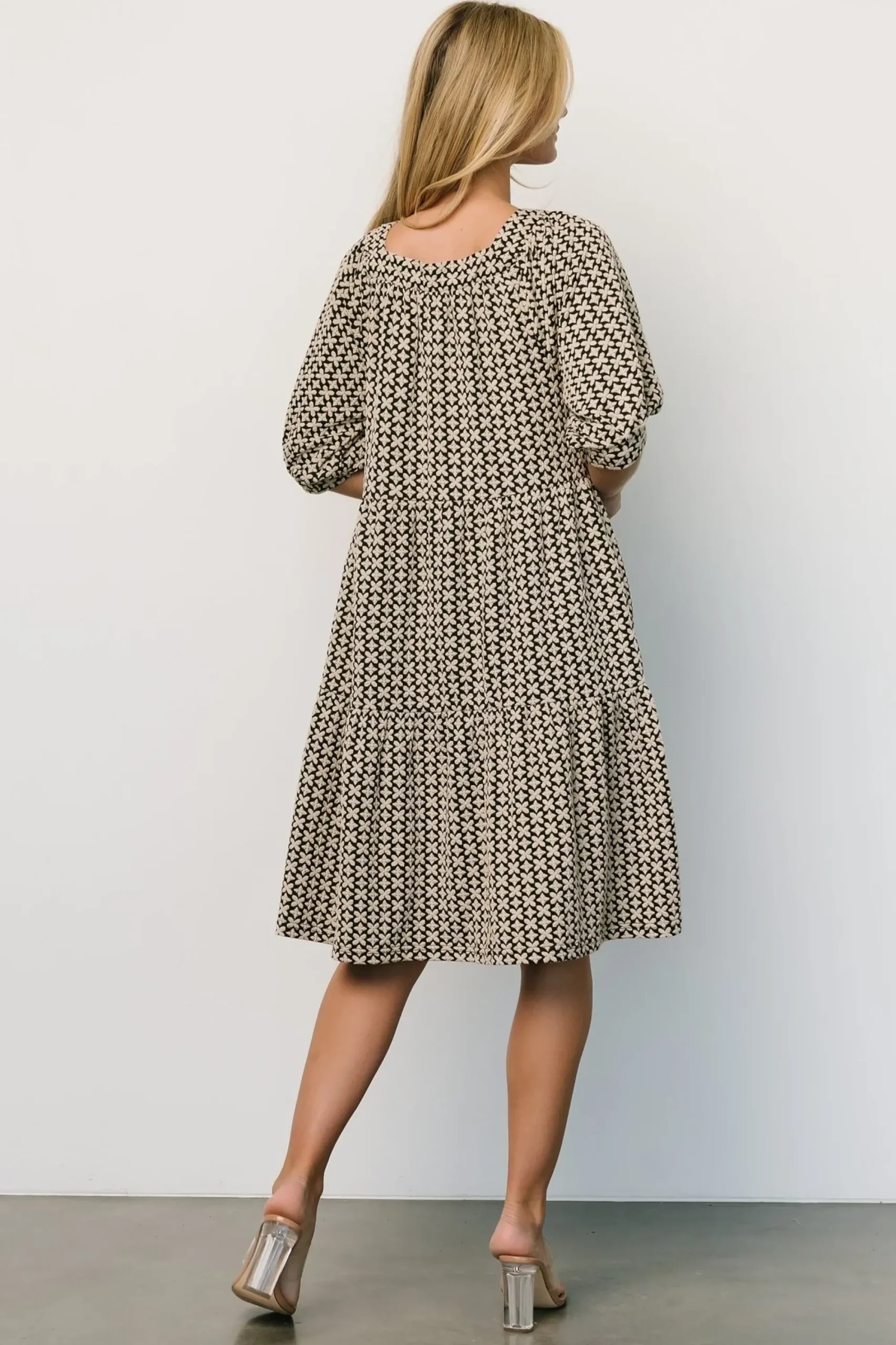 Sale Baltic Born Georgia Puff Sleeve Dress | Black + Tan
