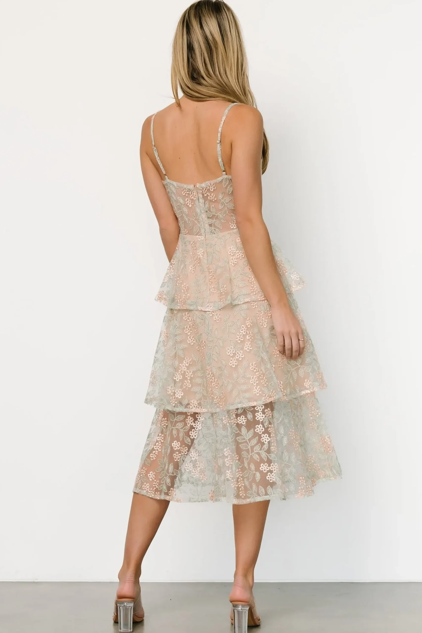 Hot Baltic Born Georgiana Embroidered Midi Dress | Sage