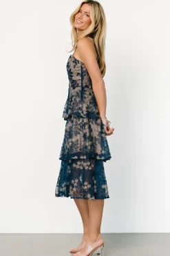 Best Baltic Born Georgiana Embroidered Midi Dress | Navy