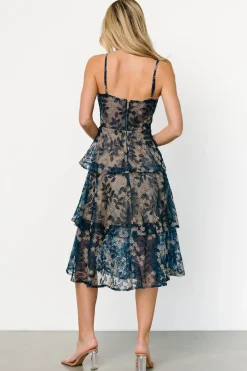 Best Baltic Born Georgiana Embroidered Midi Dress | Navy