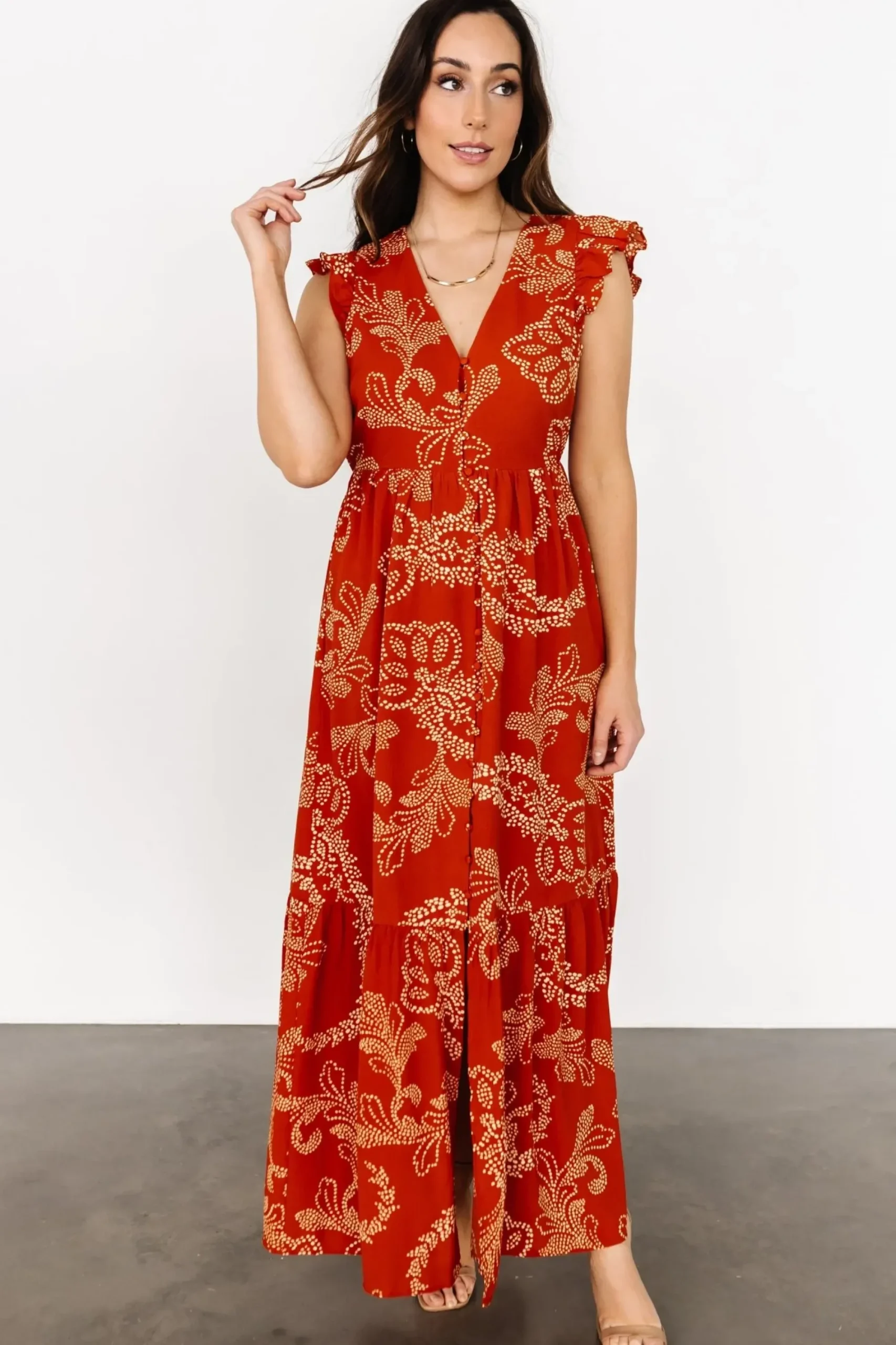 New Baltic Born Ginger Button Down Maxi Dress | Rust + Ivory