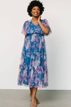 Online Baltic Born Gracie Tulle Dress | Blue + Pink Floral