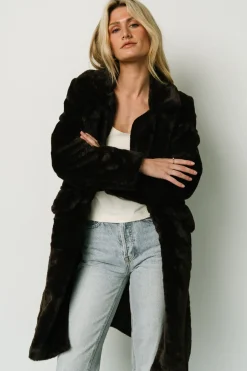 Online Baltic Born Graham Long Faux Fur Coat | Deep Brown