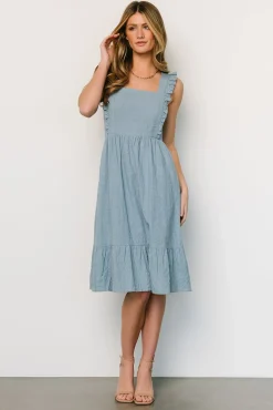 Outlet Baltic Born Gretta Ruffle Tie Back Midi Dress | Dusty Blue