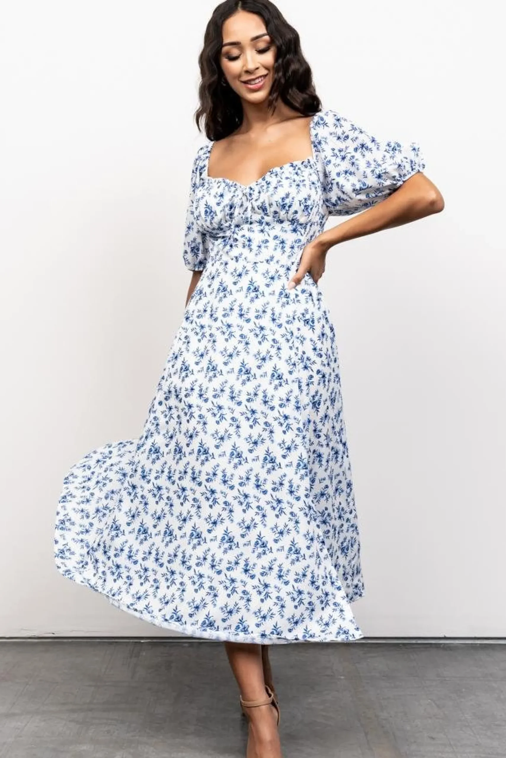 Discount Baltic Born Gwen Smocked Midi Dress | Blue Floral