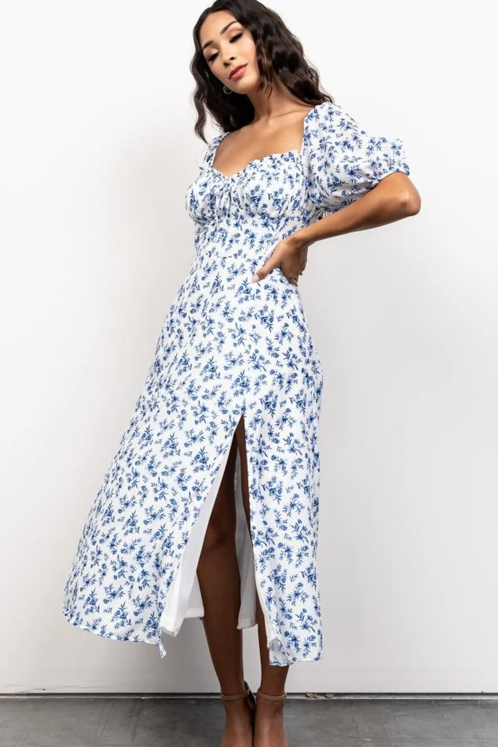 Discount Baltic Born Gwen Smocked Midi Dress | Blue Floral