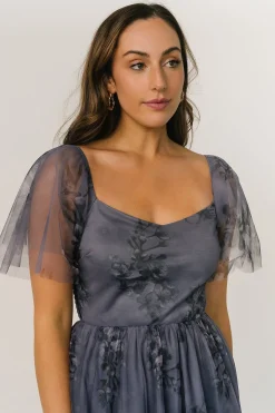 Clearance Baltic Born Gwyneth Tulle Midi Dress | Slate Blue Multi