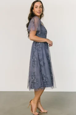 Clearance Baltic Born Gwyneth Tulle Midi Dress | Slate Blue Multi