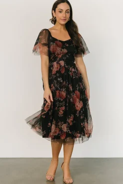 Discount Baltic Born Gwyneth Tulle Midi Dress | Black Multi