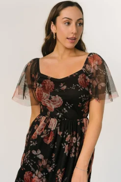 Discount Baltic Born Gwyneth Tulle Midi Dress | Black Multi