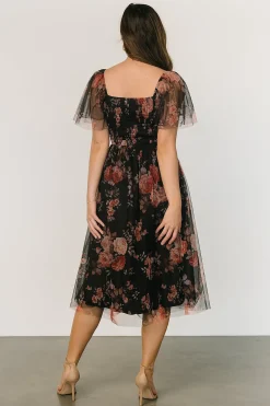 Discount Baltic Born Gwyneth Tulle Midi Dress | Black Multi