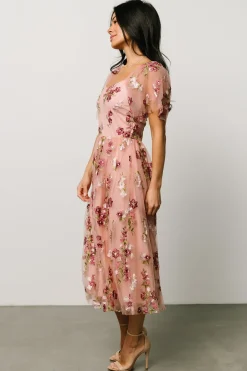 Discount Baltic Born Gwyneth Tulle Midi Dress | Blush Floral