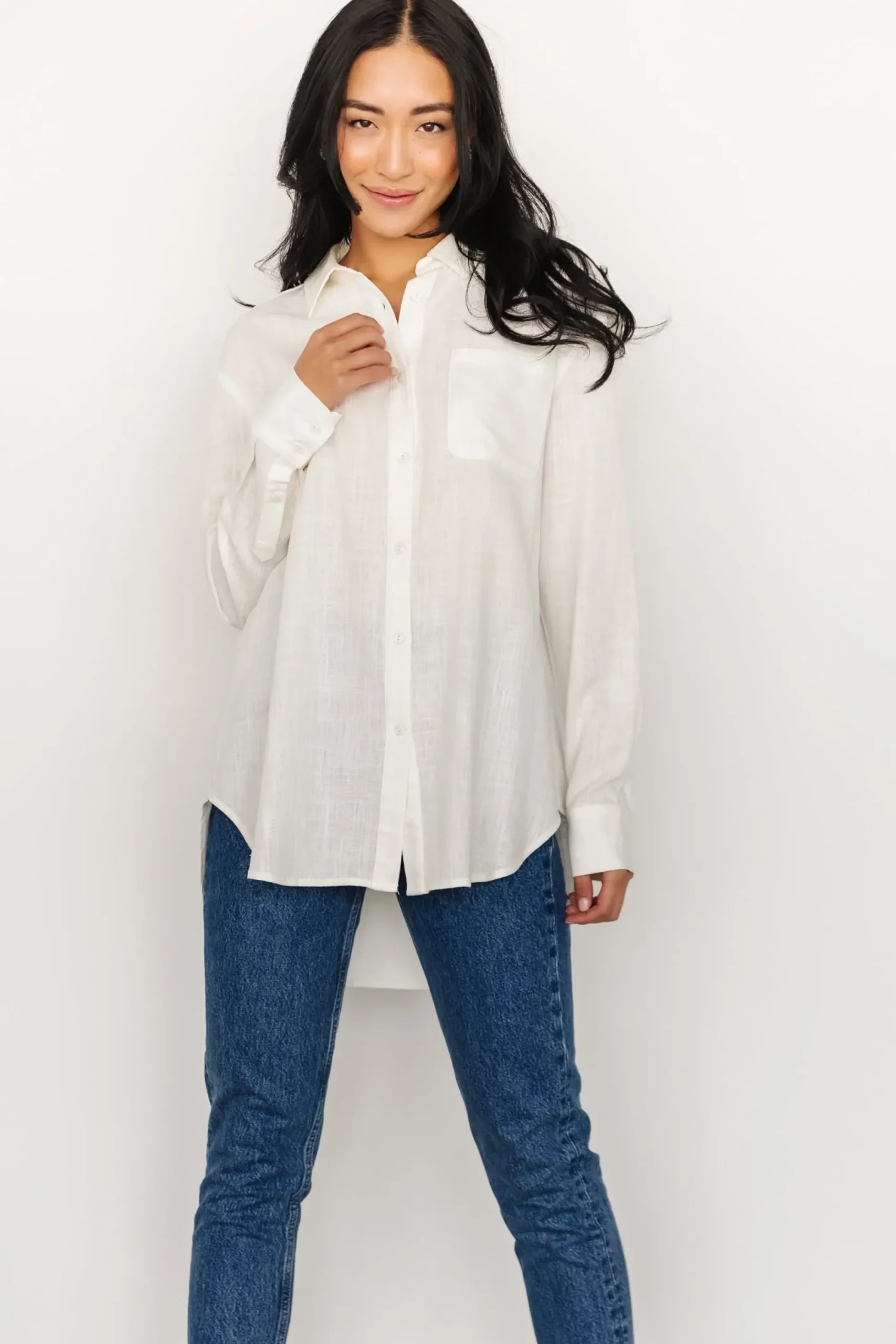 Clearance Baltic Born Harlan Linen Button Down Top | Off White