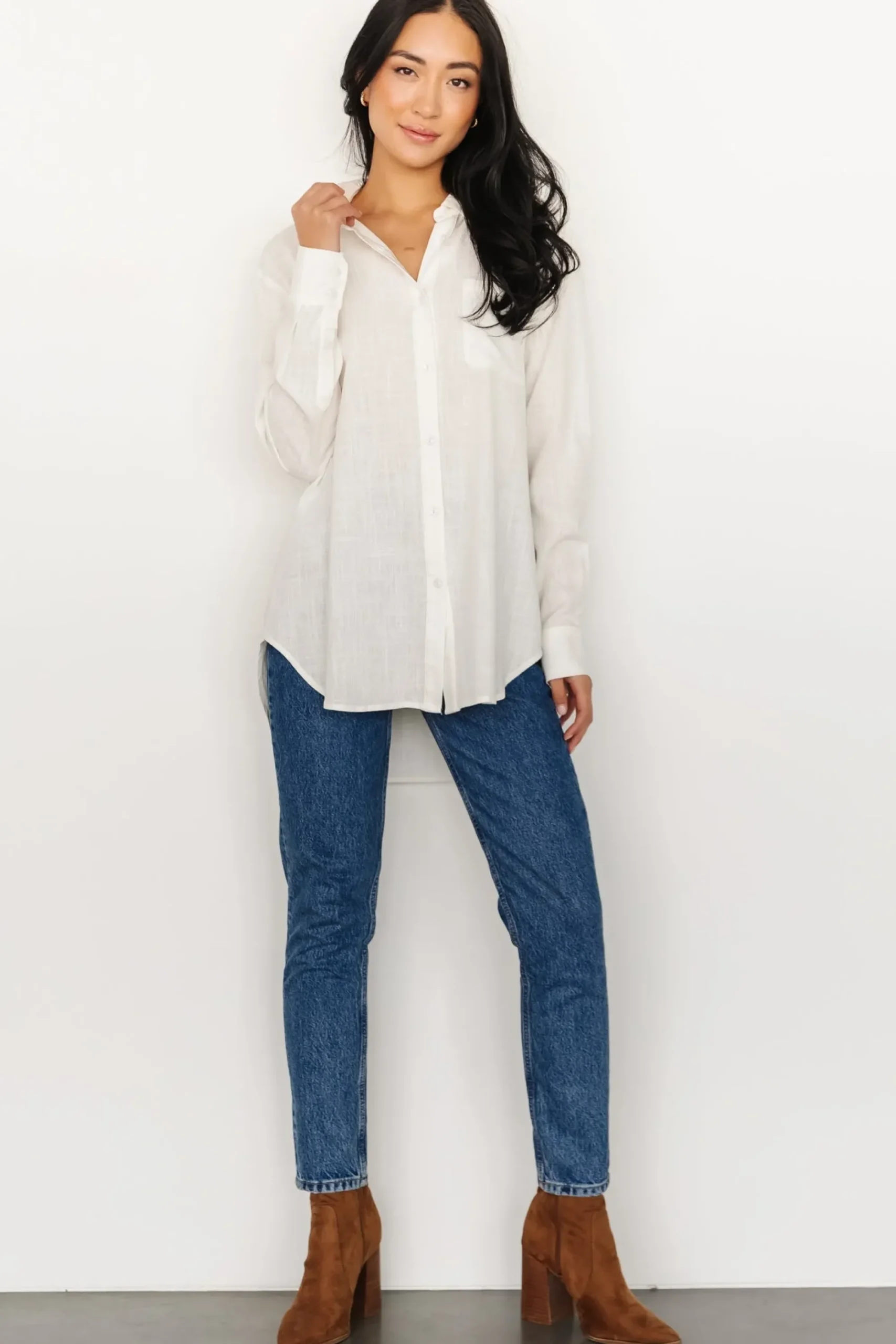 Clearance Baltic Born Harlan Linen Button Down Top | Off White