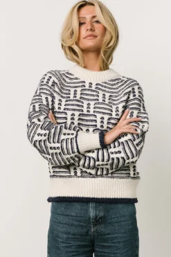 New Baltic Born Hawthorne Knit Sweater | Navy + Ivory