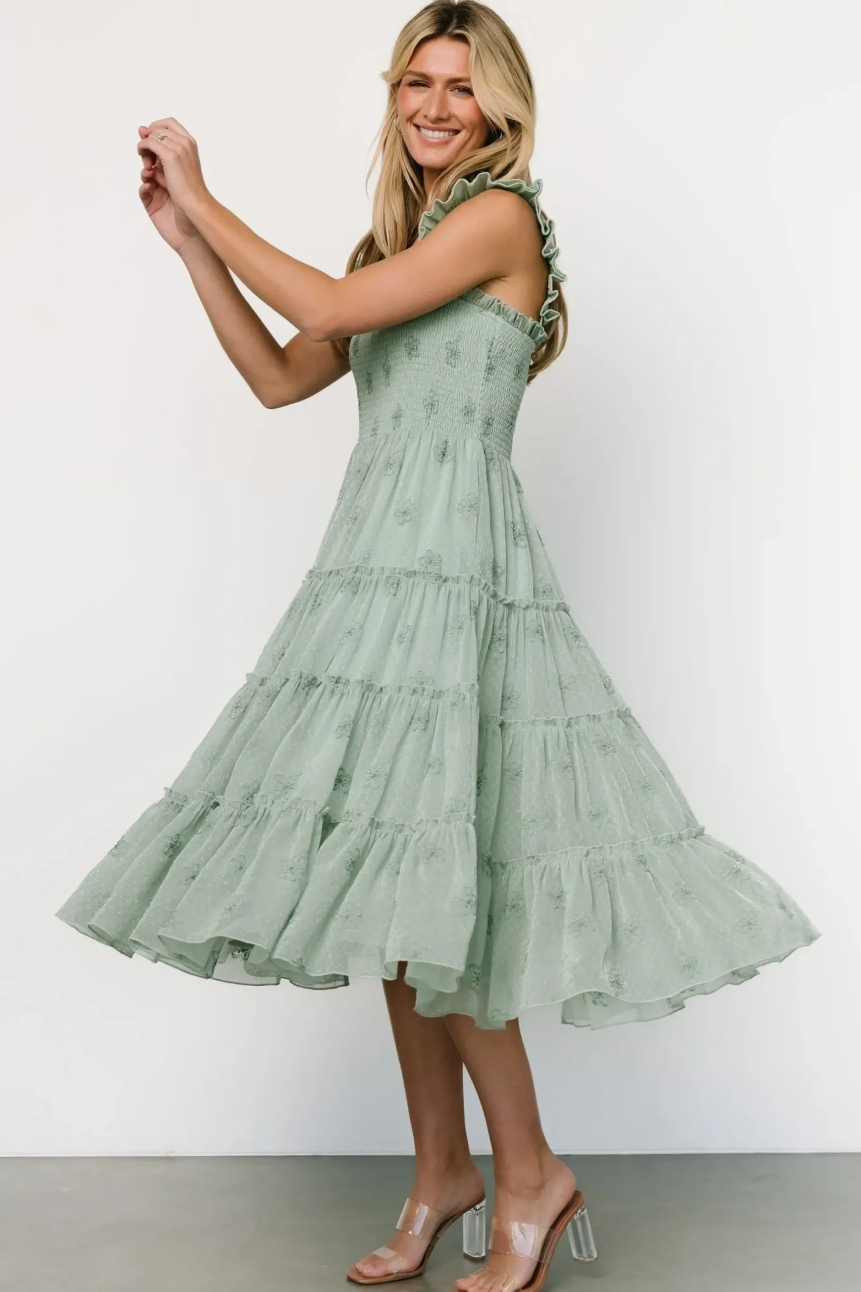 Best Baltic Born Holland Embroidered Dress | Light Sage