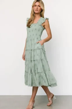 Best Baltic Born Holland Embroidered Dress | Light Sage