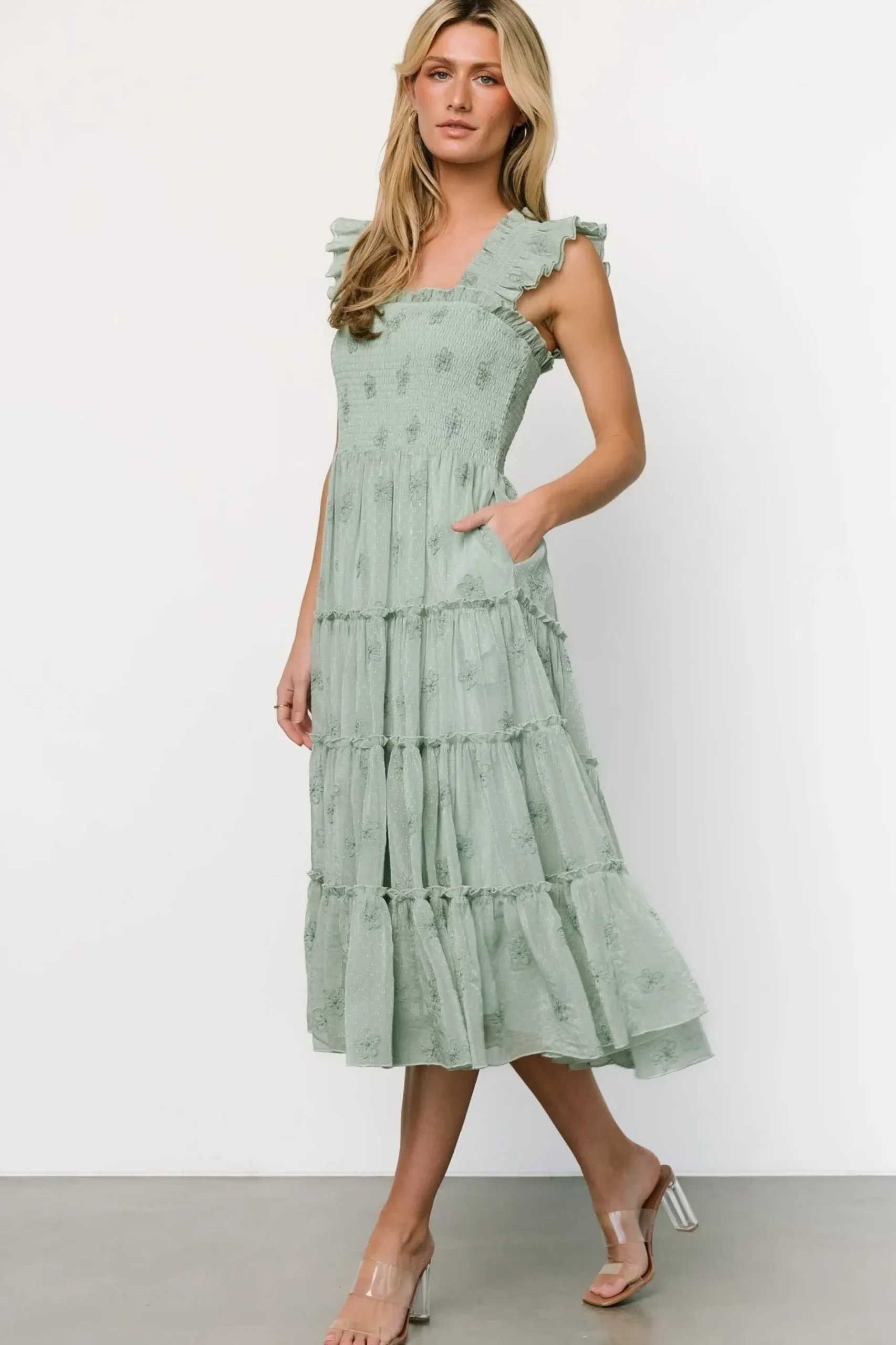 Best Baltic Born Holland Embroidered Dress | Light Sage