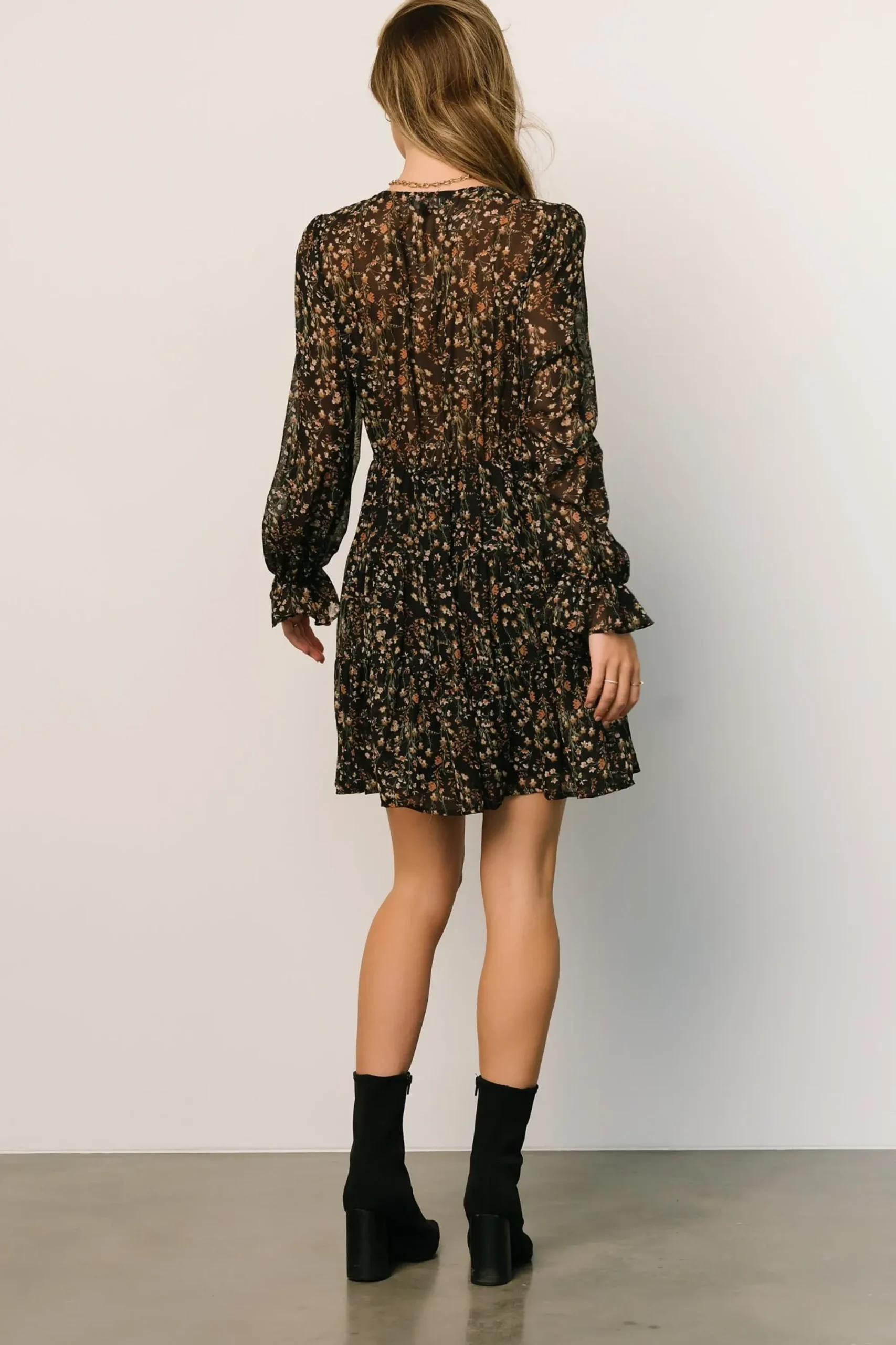 Fashion Baltic Born Huxley Tiered Short Dress | Black Multi Floral