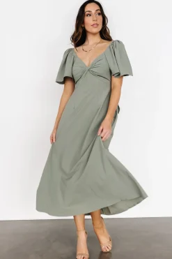 Outlet Baltic Born Indie Back Tie Dress | Dusty Green