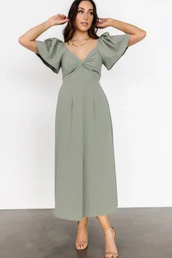 Outlet Baltic Born Indie Back Tie Dress | Dusty Green