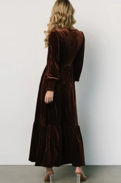 Discount Baltic Born Ingrid Velvet Maxi Dress | Chocolate