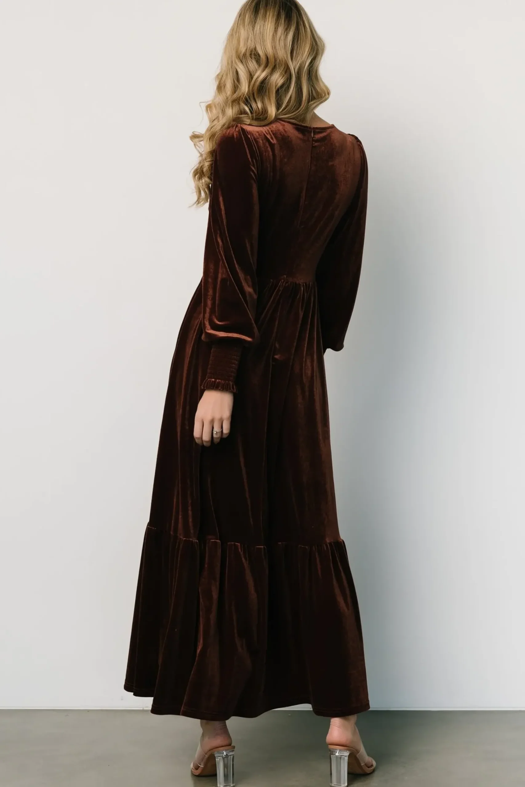 Discount Baltic Born Ingrid Velvet Maxi Dress | Chocolate