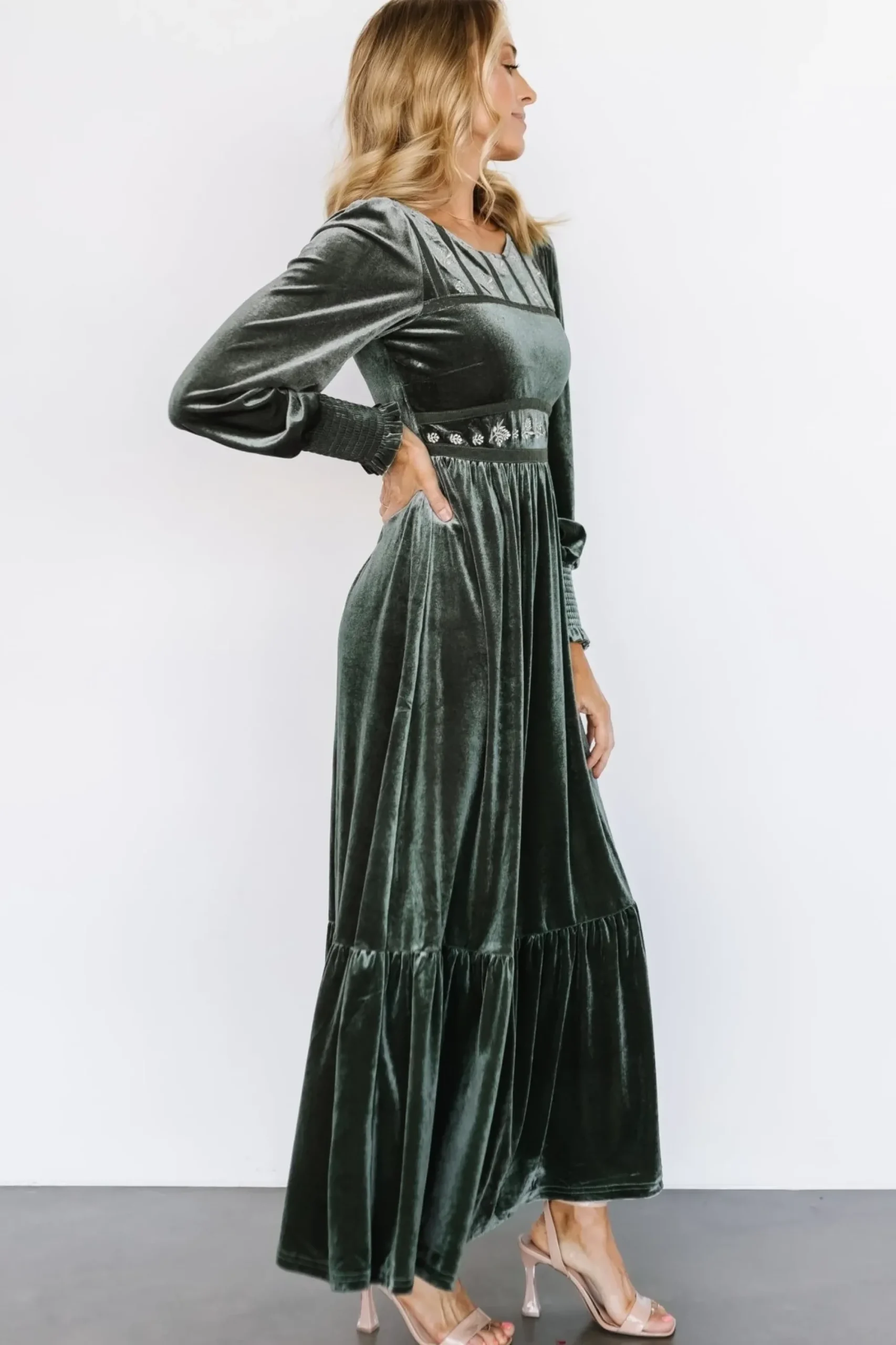Sale Baltic Born Ingrid Velvet Maxi Dress | Eucalyptus