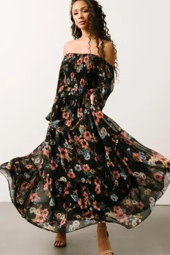Clearance Baltic Born Isabela Smocked Maxi Dress | Black Multi Floral