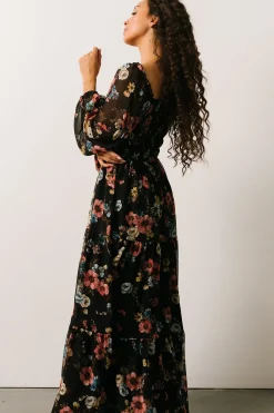 Clearance Baltic Born Isabela Smocked Maxi Dress | Black Multi Floral