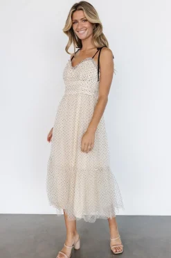 Discount Baltic Born Izzy Tulle Midi Dress | Cream + Black