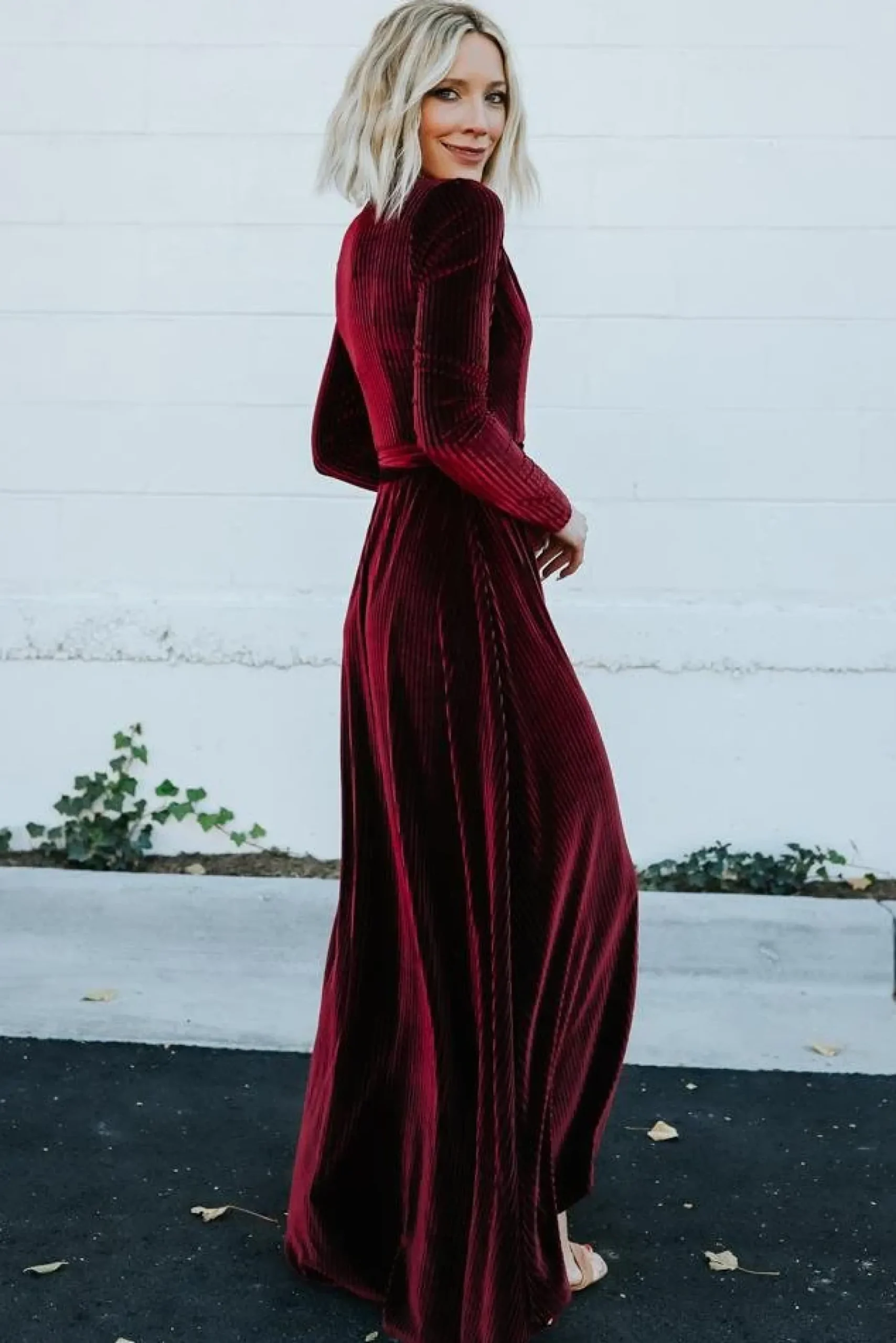 Outlet Baltic Born Jada Ribbed Velvet Wrap Dress | Mulberry